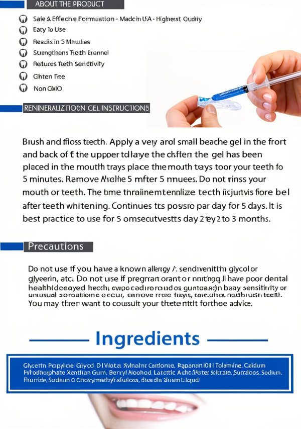 Teeth Remineralization Kit Primdent 4 Gel Syringes & 4 Custom Trays-3