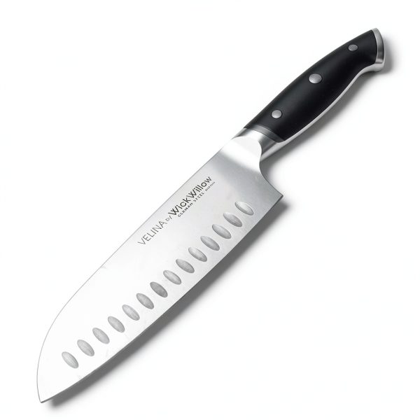 7 Inch Santoku Knife – Razor Sharp German Steel Kitchen Knife for Chopping, Slicing & Mincing – Hollow Edge Vegetable Knife with Full Tang & Ergonomic Handle – Gift Box Included – Velina Series-8
