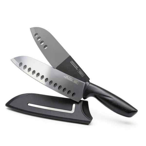 Santoku Knife Hero 2-Pc Black 7in Carbon Stainless Steel with Sheath-3