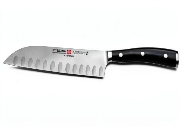 WÜSTHOF Classic IKON 5-Inch Hollow Edge Santoku Knife Black Stainless-0
