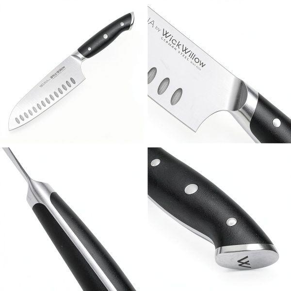 7 Inch Santoku Knife – Razor Sharp German Steel Kitchen Knife for Chopping, Slicing & Mincing – Hollow Edge Vegetable Knife with Full Tang & Ergonomic Handle – Gift Box Included – Velina Series-4