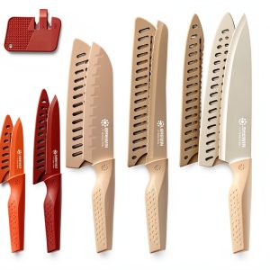 Brewin Knife set, 13 Pieces Kitchen Knives Set with Sharpener, Anti-Rust Coating and Blade Guard, Home Essentials, Camping Essentials - Muliticolor-0