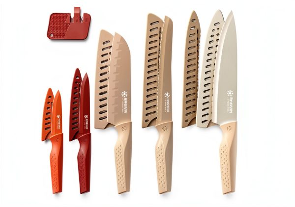 Brewin Knife set, 13 Pieces Kitchen Knives Set with Sharpener, Anti-Rust Coating and Blade Guard, Home Essentials, Camping Essentials - Muliticolor-0
