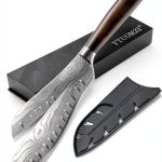 Santoku Knife 7" by Ytuomzi – Stainless Steel with Pakkawood Handle-0