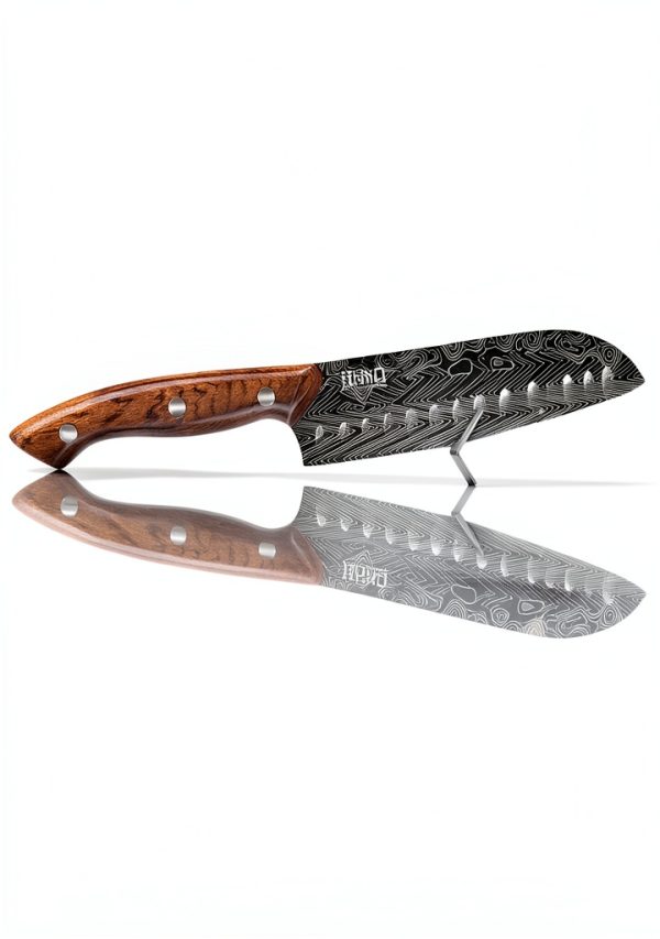 Santoku Knife Jikko Bushido 7" AUS8 High‑Carbon Rosewood Handle-3