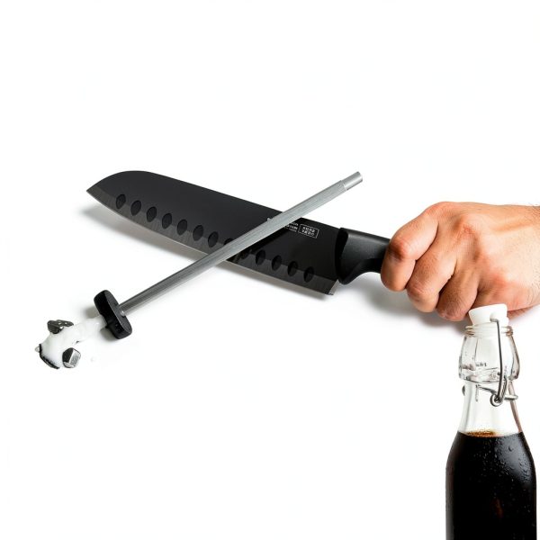 Santoku Knife Hero 2-Pc Black 7in Carbon Stainless Steel with Sheath-4
