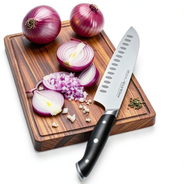 7 Inch Santoku Knife – Razor Sharp German Steel Kitchen Knife for Chopping, Slicing & Mincing – Hollow Edge Vegetable Knife with Full Tang & Ergonomic Handle – Gift Box Included – Velina Series-6